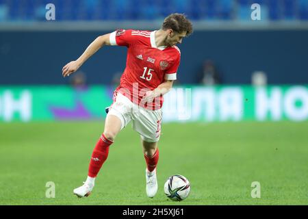 Saint-Pétersbourg, Russie.11 novembre 2021.SAINT-PÉTERSBOURG, RUSSIE - NOVEMBRE 11: Aleksei Miranchuk de Russie équipe nationale pendant la coupe du monde 2022 rencontre qualifiante entre la Russie et Chypre à Gazprom Arena le 11 novembre 2021 à Saint-Pétersbourg, Russie (photo d'Anatoliy Medved/Orange Pictures) Credit: Orange pics BV/Alay Live News Banque D'Images