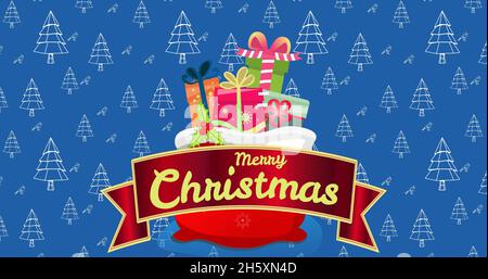 Image du texte joyeux noël sur les cadeaux Banque D'Images