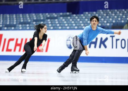 Riku Miura Ryuichi Kihara (JPN), le 12 NOVEMBRE 2021 - Patinage de la figure : Grand Prix de patinage de l'UIP Trophée NHK 2021, essais par paires au Stade national Yoyogi 1er Gymnase crédit: Naoki Morita/AFLO SPORT/Alay Live News Banque D'Images