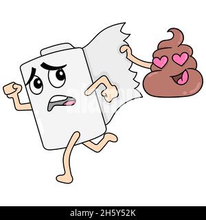 rouleau de papier hygiénique qui a peur des excréments Illustration de Vecteur