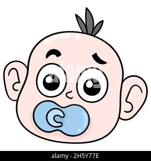 la tête de bébé a une sucette dans sa bouche Illustration de Vecteur