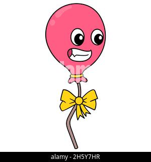 ballon rose au visage souriant Illustration de Vecteur