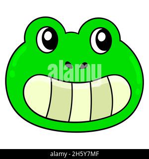 tête de grenouille verte souriante mignonne Illustration de Vecteur