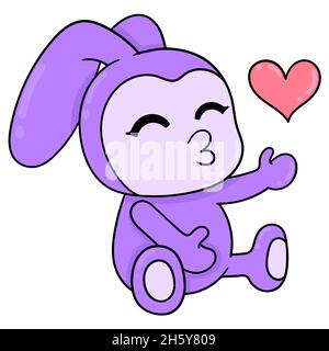 le lapin violet donne l'amour à tout le monde de la saint-valentin Illustration de Vecteur