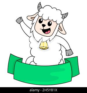 modèle de bannière vierge avec mouton blanc heureux Illustration de Vecteur