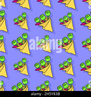 motif de répétition sans couture des fleurs du seau Illustration de Vecteur