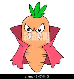 Carotte Dracula portant un manteau et des dents pointues Illustration de Vecteur