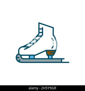 Icône colorée du patin à glace.Divertissement sportif amusant en hiver.Pixel parfait, contour modifiable Illustration de Vecteur