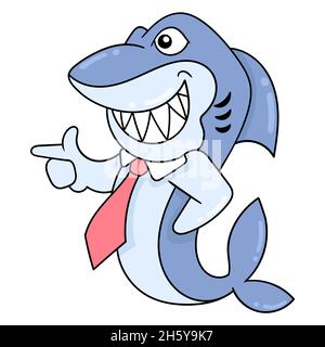 requin professionnel portant une cravate rouge Illustration de Vecteur