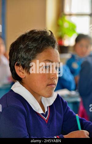 Élèves du primaire en classe à l'école Nono, Nono, Pichincha, Equateur Banque D'Images