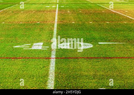 40 yards sur une pelouse d'un terrain de football américain Banque D'Images