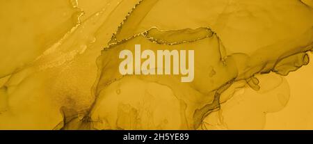 Gold Fluid Art. Liquid Abstract Illustration. Banque D'Images