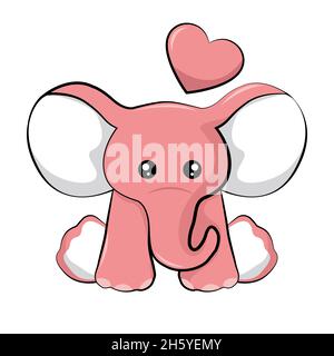 Carte de Saint-Valentin pour bébé à motif éléphant Illustration de Vecteur