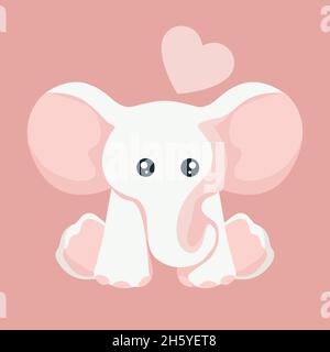 Carte éléphant bébé pour Saint-Valentin Illustration de Vecteur