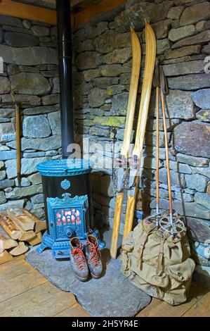 FRANCE, SAVOIE ( 73 ), LA ROSIÈRE, À L'INTÉRIEUR D'UN CHALET Banque D'Images