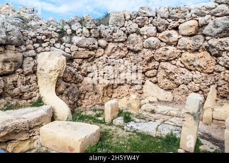 Complexe de temples mégalithiques Ggantija près du village de Xaghra sur l'île de Gozo, Malte Banque D'Images