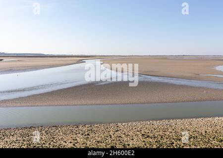 MudFlat dans la Baie de somme à marée basse.Saint-Valery, France Banque D'Images