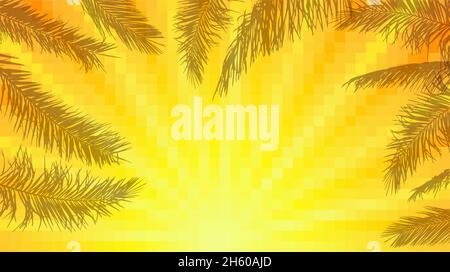 Le palmier part au coucher du soleil.Arrière-plan horizontal.Illustration vectorielle Illustration de Vecteur