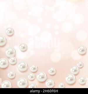 Perle de coque composition réaliste de particules de bulle de coque floues lourdes et silhouettes de lumière avec illustration du vecteur d'ombres Illustration de Vecteur