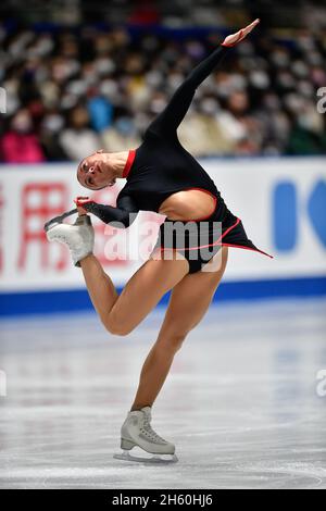 Tokyo, Japon.12 novembre 2021.Nicole Schott, d'Allemagne, participe au programme Women Short du Grand Prix de patinage artistique de l'Union internationale de patinage (UIP) à Tokyo, au Japon, le 12 novembre 2021.Credit: Zhang Xiaoyu/Xinhua/Alay Live News Banque D'Images