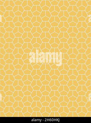 Motif sans couture, mosaïque minimaliste, coloris jaune moutarde et blanc.Arrière-plan avec un motif géométrique avec des hexagones noirs Illustration de Vecteur