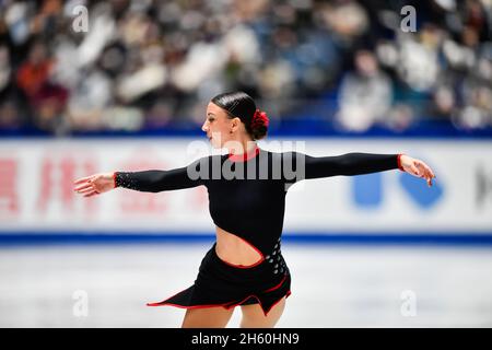 Tokyo, Japon.12 novembre 2021.Nicole Schott, d'Allemagne, participe au programme Women Short du Grand Prix de patinage artistique de l'Union internationale de patinage (UIP) à Tokyo, au Japon, le 12 novembre 2021.Credit: Zhang Xiaoyu/Xinhua/Alay Live News Banque D'Images