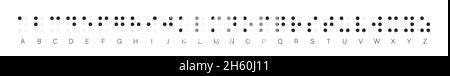 Police braille alphabet vecteur de type pointillé pour personnes aveugles handicapées.Illustration de la collection de lettres graphiques avec des points. Illustration de Vecteur