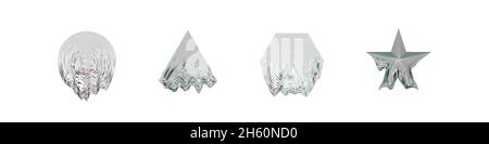 Collection de formes déformées rétro Glitch, effet futuriste de cyber-distorsion sur différentes formes, élément pour le design vintage. Illustration de Vecteur