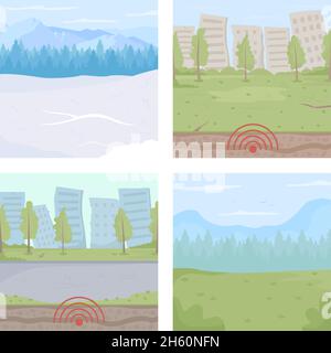 Jeu d'illustrations vectorielles couleur plates pour parcs urbains nationaux Illustration de Vecteur