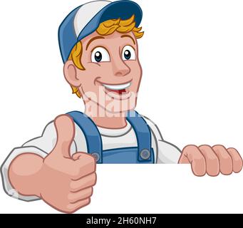 Caricature de bricoleur Construction Gardien Man Illustration de Vecteur