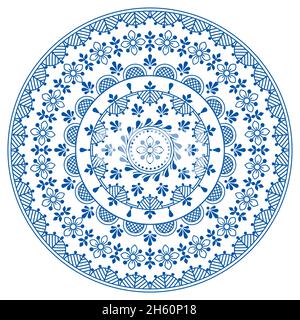 Scandinave floral mandala vector broderie folk art style - parfait pour une carte de vœux ou une invitation de mariage Illustration de Vecteur