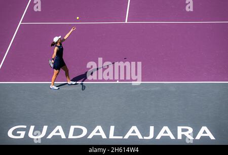 Guadalajara, Mexique.11 novembre 2021.IGA Swiatek de Pologne en action contre Maria Sakkari de Grèce lors du premier match rond-point lors des finales Akron WTA Guadalajara 2021, Masters WTA tennis Tournament le 11 novembre 2021 à Guadalajara, Mexique - photo: Rob Prange/DPPI/LiveMedia crédit: Independent photo Agency/Alay Live News Banque D'Images