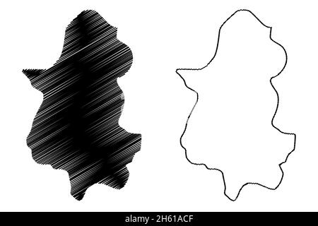 District de Tirap (État d'Arunachal Pradesh, République de l'Inde) carte illustration vectorielle, scribble croquis carte de Tirap Illustration de Vecteur