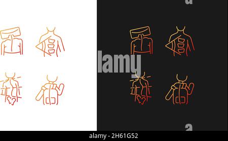 Les icônes de gradient de mesure de la courbure du rachis sont définies pour les modes sombre et clair Illustration de Vecteur