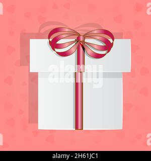Boîte cadeau isolée sur fond rose.papier art Valentin boîte cadeau blanche.Origami artisanat présent pour noël, anniversaire, mère ou Saint Valentin.Vector Illustration de Vecteur