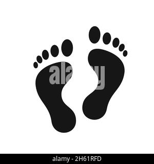 Empreinte noire isolée sur fond blanc. Banque D'Images