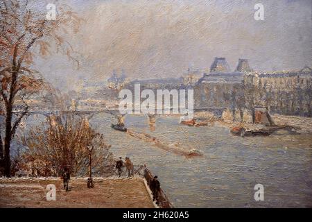 Camille Pissarro (1830-1903).Peintre français.Vue sur la Seine en direction du Louvre depuis Pont-neuf, 1903.Huile sur toile (54 x 65 cm).NY Carlsberg Glyptotek.Copenhague, Danemark. Banque D'Images