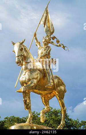 Philadelphie Pennsylvanie, Jeanne d'Arc Jeanne d'Arc, statue équestre or Emmanuel Frémiet sculpteur 1890 Banque D'Images
