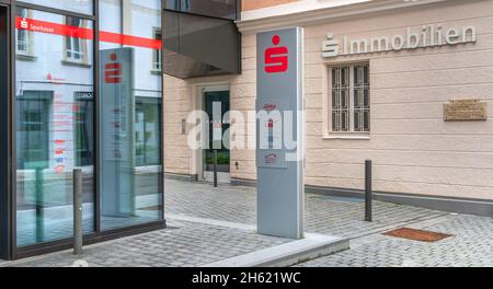 branche de la sparkasse allgäu en kempten avec lettrage et emblème ou logo Banque D'Images