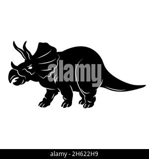 Tricératops.Triceratops silhouette de dinosaure isolée sur fond blanc.Image vectorielle. Illustration de Vecteur