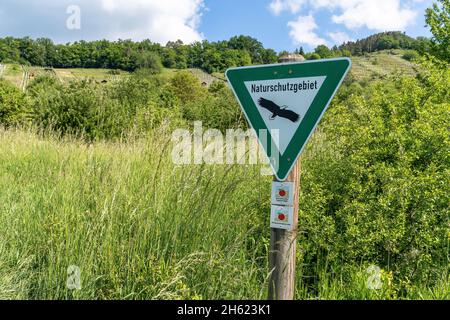 europe,allemagne,bade-wurtemberg,région de schönbuch,breitenholz,panneau d'information dans la réserve naturelle sous le versant ouest de schönbuch Banque D'Images