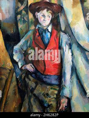 Garçon dans un gilet rouge de Paul Cezanne (1839-1906), huile sur toile, c.1888-90 Banque D'Images