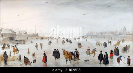 Une scène sur la glace par Hendrick Avercamp (1585-1634), huile sur panneau, c.1625 Banque D'Images