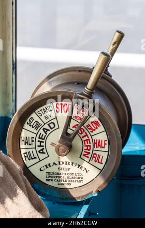 PASUR, BANGLADESH - 13 NOVEMBRE 2016: Commande de moteur télégraphe cadburn de M. V. CANOT DES Tours du Bengale, Bangladesh Banque D'Images