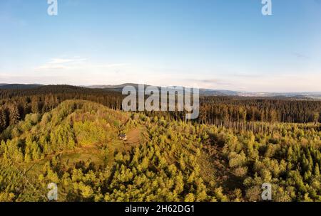 allemagne,thuringe,ilmenau,gehren,forêt,kyrilhütte,gotteskopf,montagnes Banque D'Images