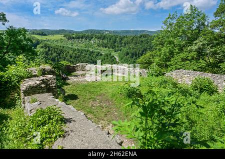 le château de greifenstein est un ensemble de châteaux composés des châteaux obergreifenstein et untergreifenstein. vous êtes sur un rocher au-dessus de la vallée de holzelfinger. les seigneurs de greifenstein étaient une famille noble. ils possédaient les châteaux greifenstein, burgstein et hochbideckmontagne de trois. Banque D'Images