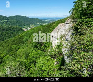 le château de greifenstein est un ensemble de châteaux composés des châteaux obergreifenstein et untergreifenstein. vous êtes sur un rocher au-dessus de la vallée de holzelfinger. les seigneurs de greifenstein étaient une famille noble. ils possédaient les châteaux greifenstein, burgstein et hochbideckmontagne de trois. Banque D'Images