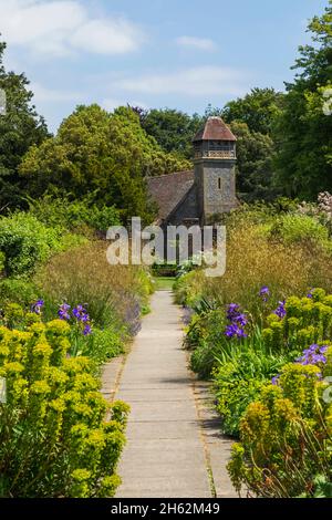 angleterre, hampshire, hinton ammpner maison, le jardin de la cuisine fortifiée Banque D'Images