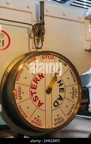 angleterre,hampshire,portsmouth,portsmouth chantier naval historique,hms warrior,indicateur de jauge de vitesse du navire Banque D'Images