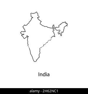 Carte de l'Inde en contour noir.Icône Vector pour applications Web ou mobiles. Illustration de Vecteur